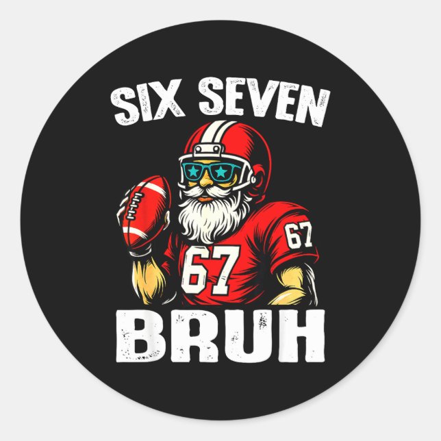 67 Bruh Meme Christmas Football Santa Six Seven  Runder Aufkleber (Vorderseite)