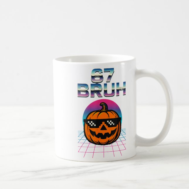 67 Bruh Meme Halloween Pumpkin 6 7 Brainrot Six Se Kaffeetasse (Rechts)
