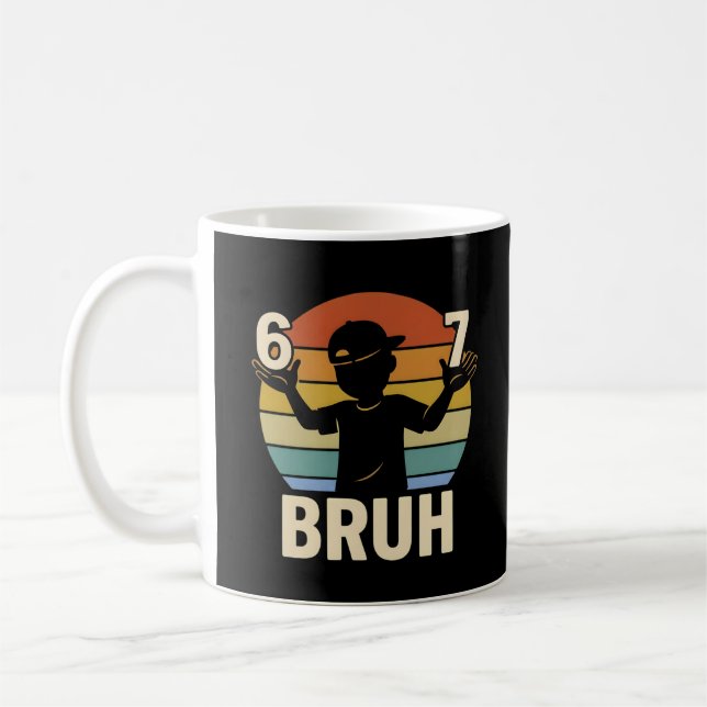 67 Bruh Retro Boy 6 7 Meme Kids Kindergarten Kaffeetasse (Links)