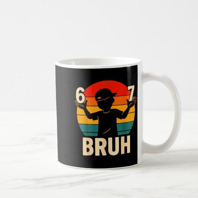 67 Bruh Retro Boy 6 7 Meme Kids Kindergarten Teen  Kaffeetasse (Rechts)