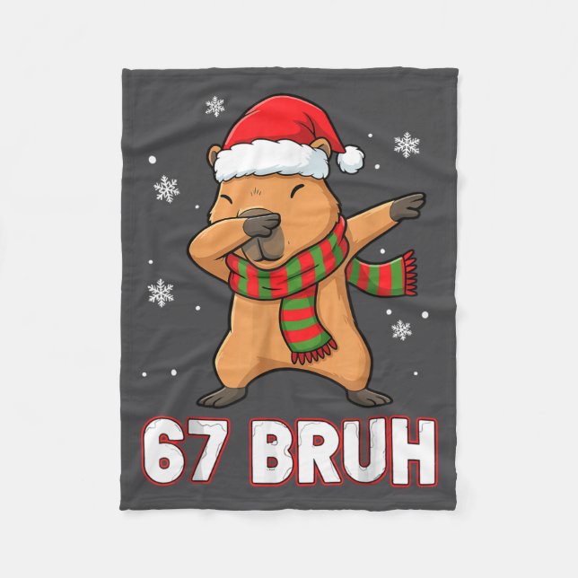 67 Bruh Six Seven Meme Capybara Christmas Kids Boy Fleecedecke (Vorderseite)