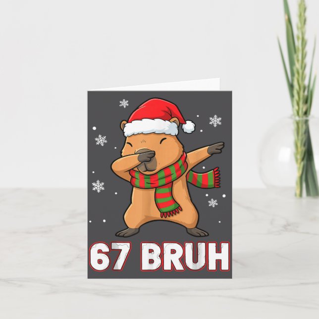 67 Bruh Six Seven Meme Capybara Christmas Kids Boy Karte (Vorderseite)
