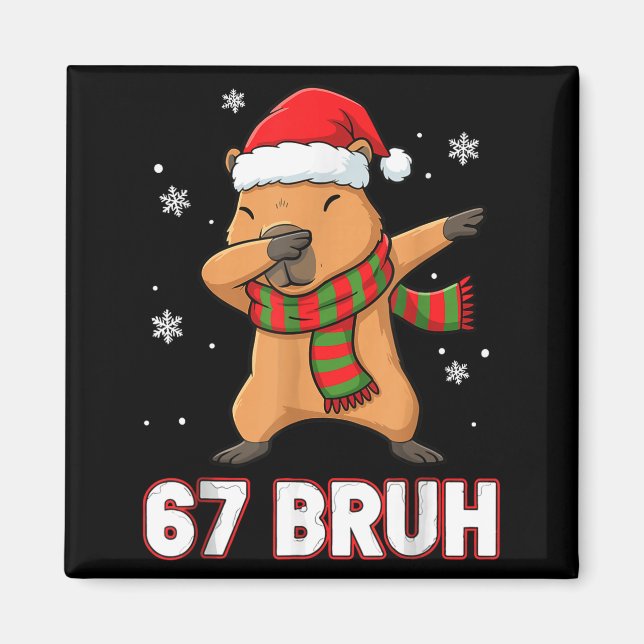67 Bruh Six Seven Meme Capybara Christmas Kids Boy Magnet (Vorne)