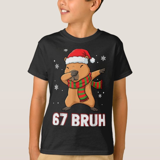 67 Bruh Six Seven Meme Capybara Christmas Kids Boy T-Shirt (Vorderseite)