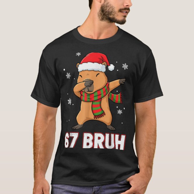 67 Bruh Six Seven Meme Capybara Christmas Kids Boy T-Shirt (Vorderseite)