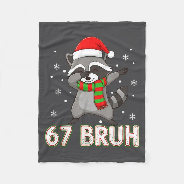 67 Bruh Six Seven Meme Raccoon Christmas Kids Boys Fleecedecke (Vorderseite)