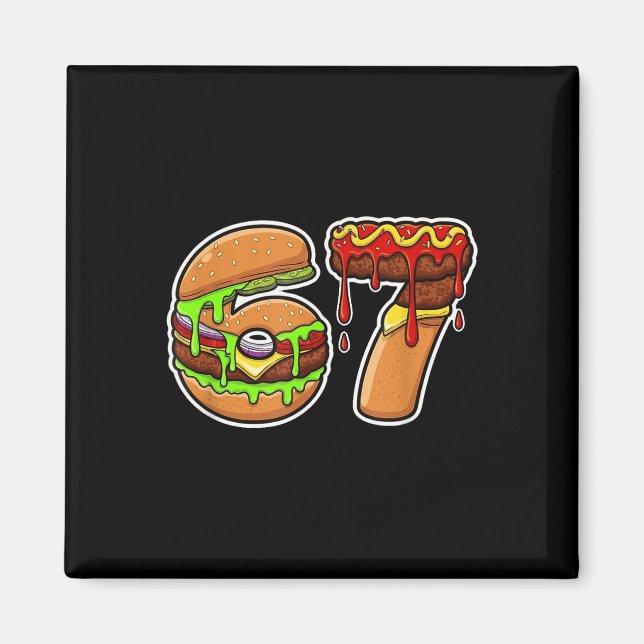 67 Burger Pizza Food Fusion Delight  Magnet (Vorne)