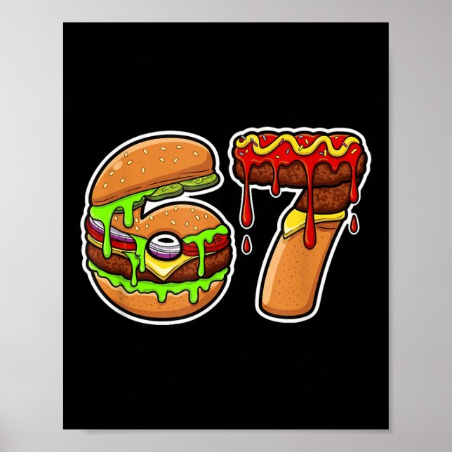 67 Burger Pizza Food Fusion Delight  Poster (Vorne)