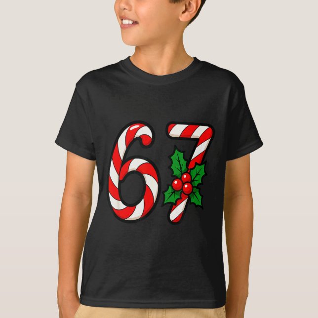 67 Candy Canes Funny Christmas Humor Meme Design  T-Shirt (Vorderseite)