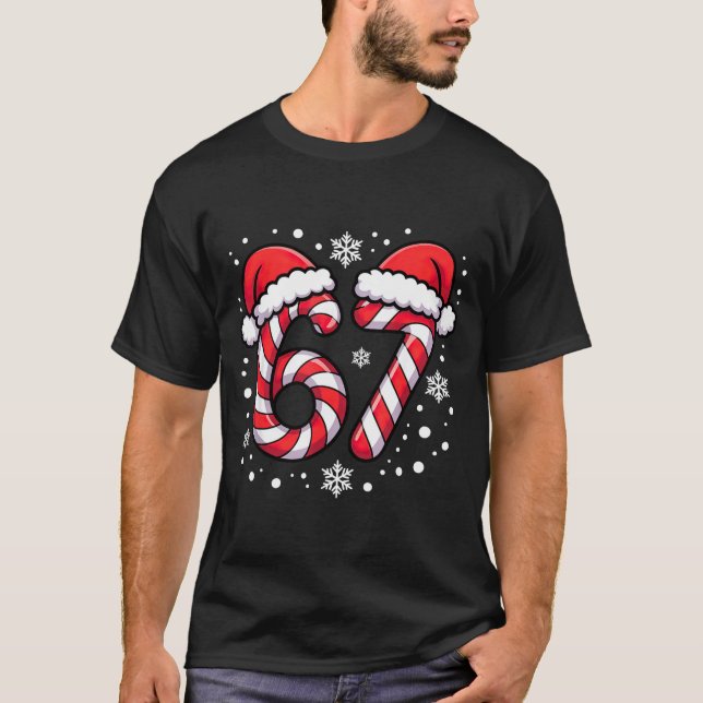67 Candy Canes Santa  T-Shirt (Vorderseite)