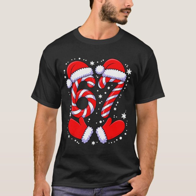 67 Candy Canes Santa  T-Shirt (Vorderseite)