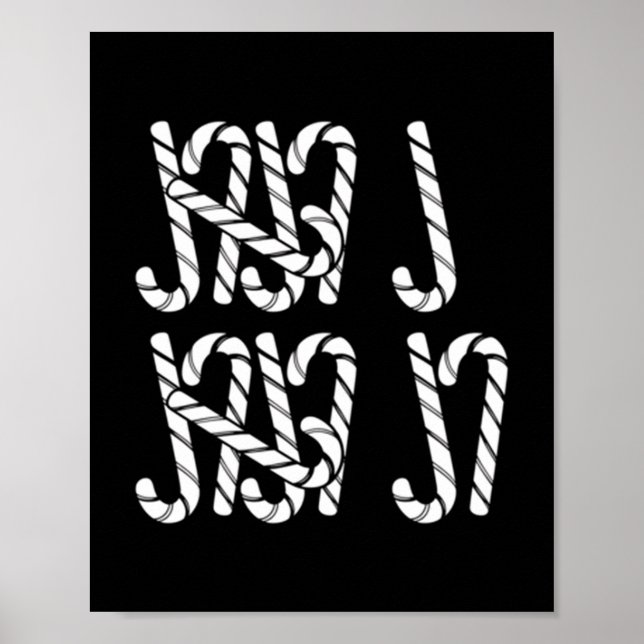 67 Candy Canes Tally Marks Xmas Long Sleeve  Poster (Vorne)