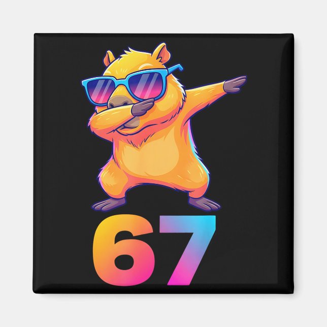 67 Capybara Sechs Sieben Meme Tier Coole Capybara  Magnet (Vorne)