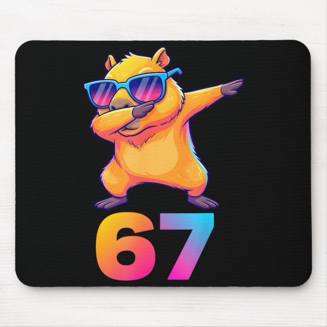 67 Capybara Six Seven Meme Tier Coole Capybara Da Mousepad (Vorne)