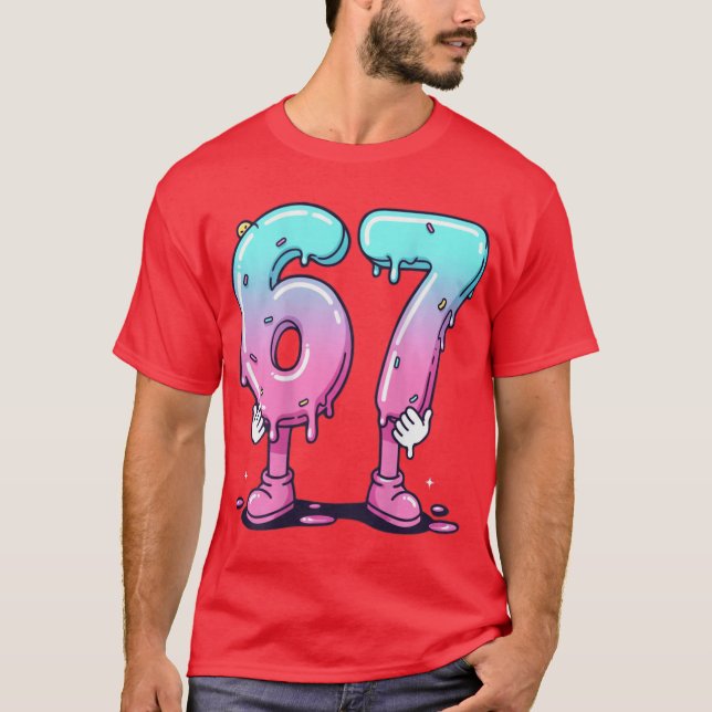 67 Cartoon Number Poster For Birthday Celebration  T-Shirt (Vorderseite)