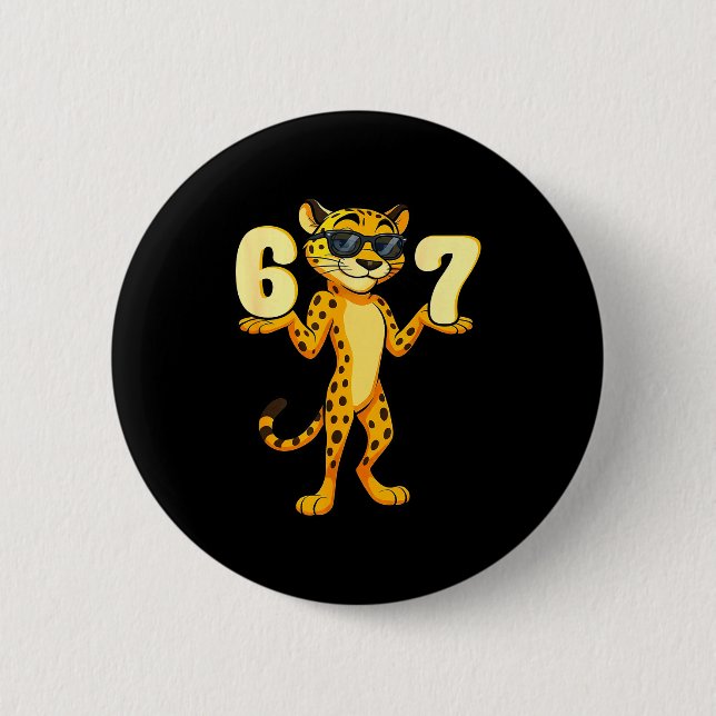 67 Cheetah Meme Six Seven Hands Motion Kids Teens  Button (Vorderseite)