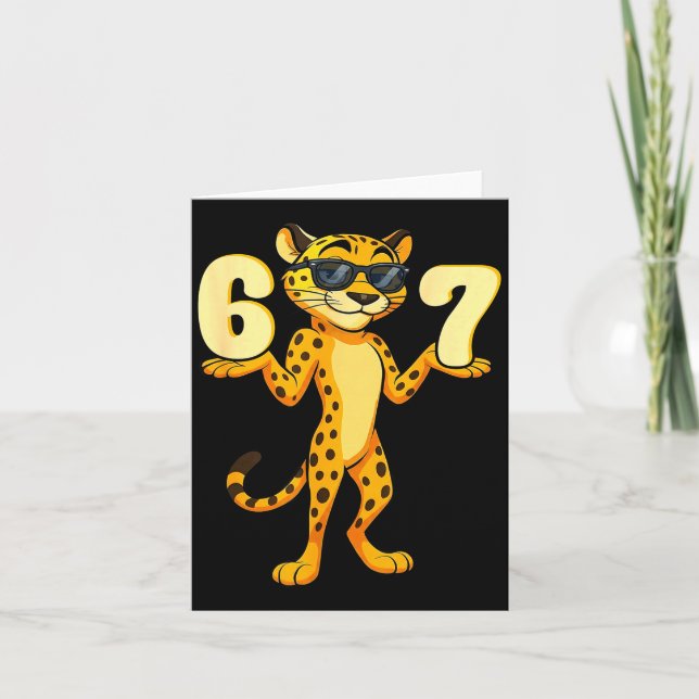 67 Cheetah Meme Six Seven Hands Motion Kids Teens  Karte (Vorderseite)