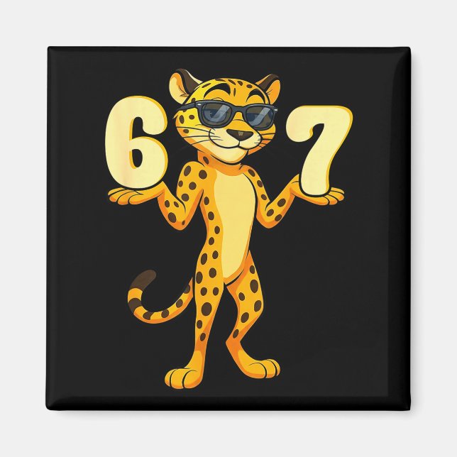 67 Cheetah Meme Six Seven Hands Motion Kids Teens  Magnet (Vorne)