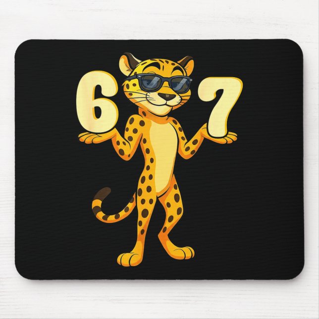 67 Cheetah Meme Six Seven Hands Motion Kids Teens  Mousepad (Vorne)