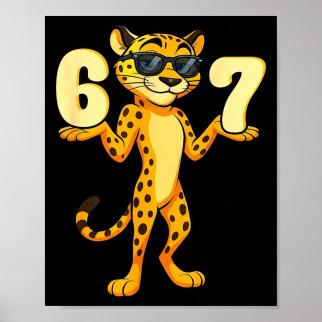 67 Cheetah Meme Six Seven Hands Motion Kids Teens  Poster (Vorne)