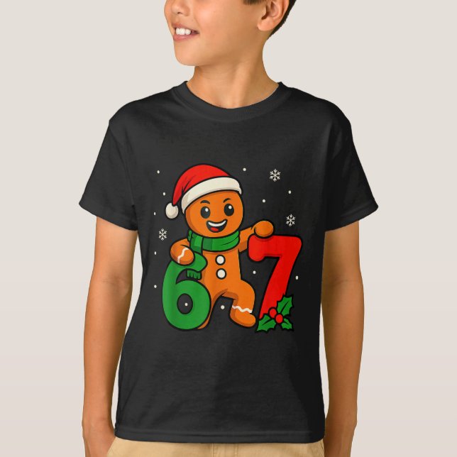 67 Christmas 6 7 Gingerbread 6-7 Meme Six Seven Bo T-Shirt (Vorderseite)
