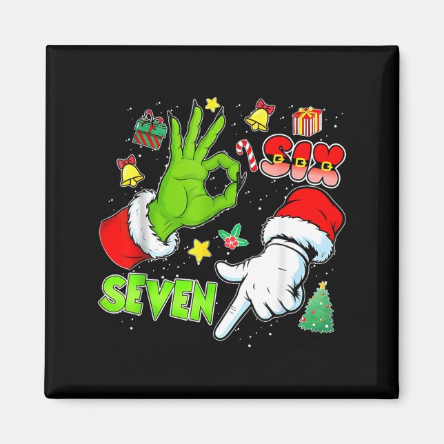 67 Christmas 6 7 Meme Elf Santa Pajamas Gen Alpha  Magnet (Vorne)