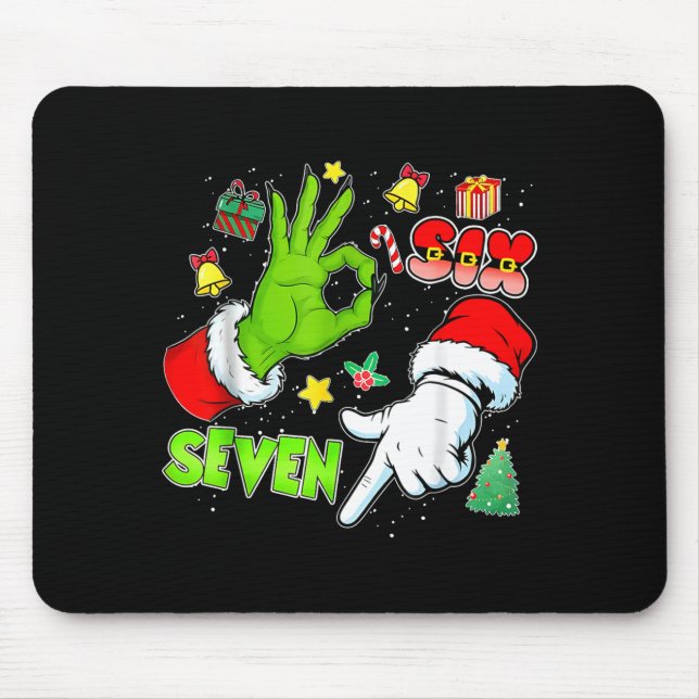 67 Christmas 6 7 Meme Elf Santa Pajamas Gen Alpha  Mousepad (Vorne)