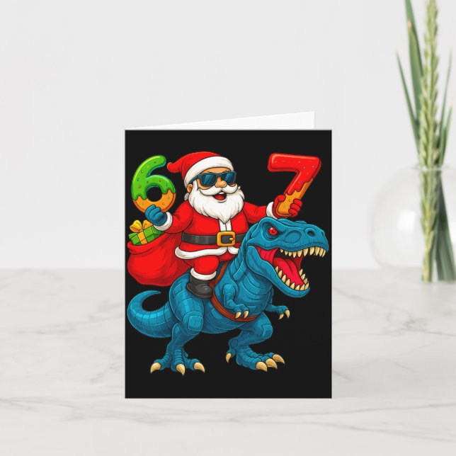 67 Christmas 6 7 Meme Funny Santa Six Seven Xmas B Karte (Vorderseite)