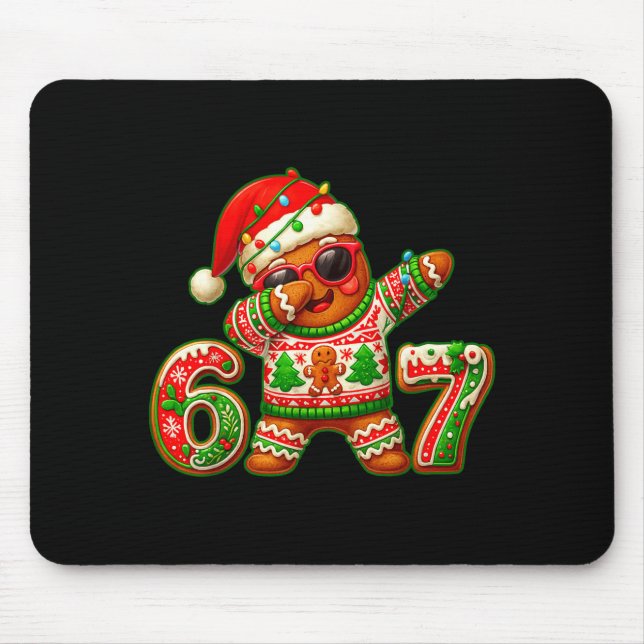 67 Christmas 6 7 Meme Gingerbread Man Xmas Pajamas Mousepad (Vorne)