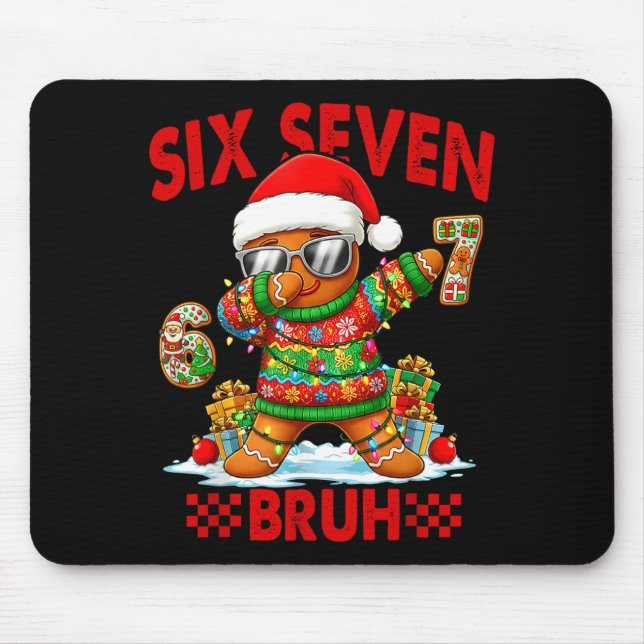 67 Christmas 6 7 Meme Gingerbread Man Xmas Pajamas Mousepad (Vorne)