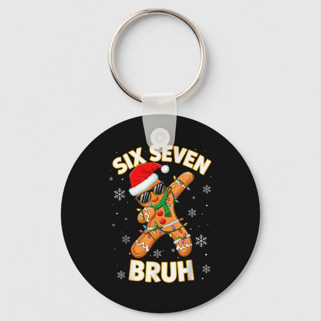 67 Christmas 6 7 Meme Gingerbread Man Xmas Pajamas Schlüsselanhänger (Vorderseite)