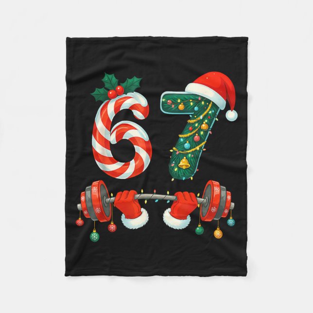 67 Christmas 6 7 Meme Gym Workout Fitness Men Wome Fleecedecke (Vorderseite)