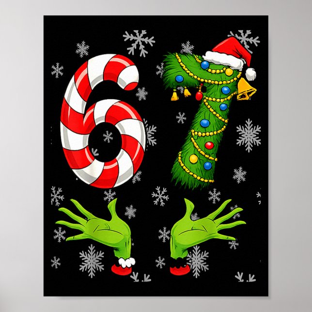 67 Christmas 6 7 Meme Pajamas 67 Bruh Slang  Poster (Vorne)