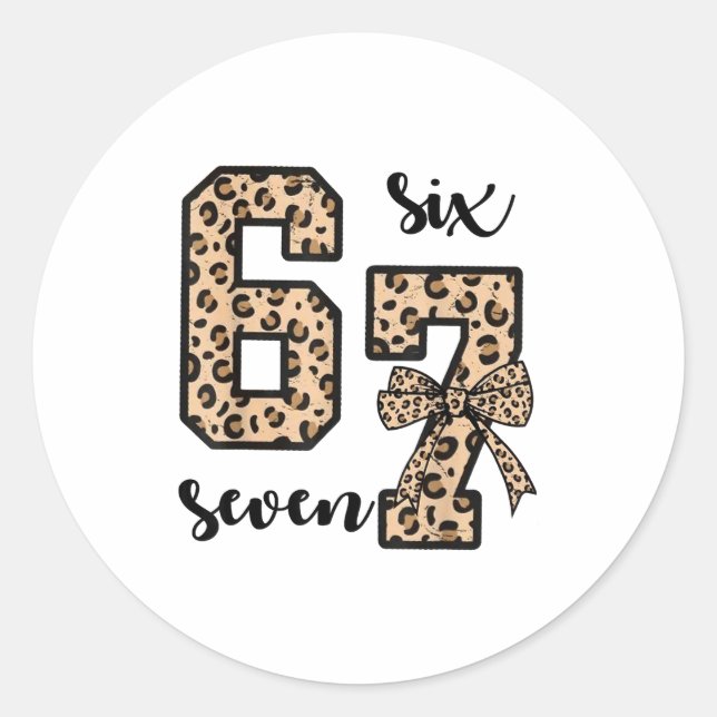 67 Christmas 6 7 Six Seven Meme 67 Leopard Cheetah Runder Aufkleber (Vorderseite)
