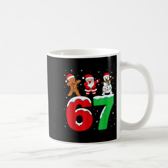 67 Christmas Dabbing Santa Snowman Funny Six Seven Kaffeetasse (Rechts)