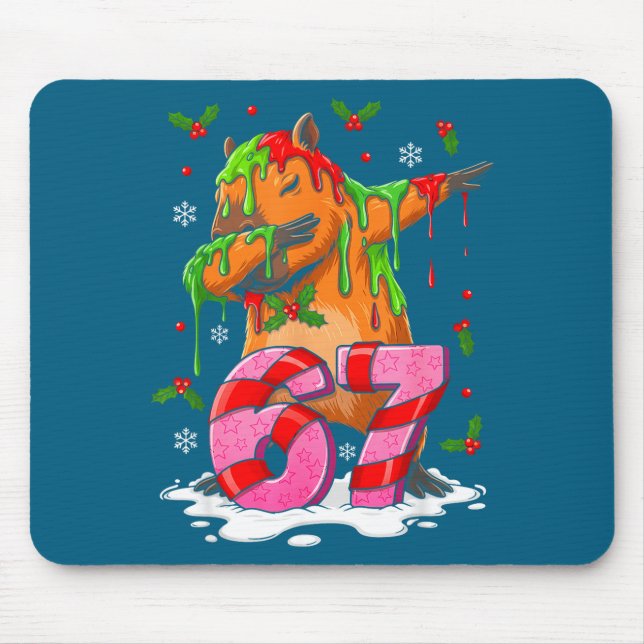 67 Christmas Funny 67 Brainrot Youth Kids Capybara Mousepad (Vorne)