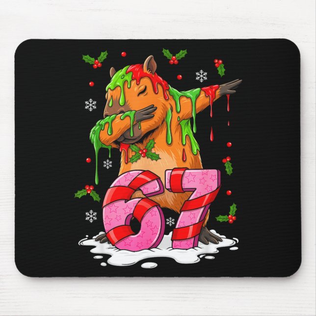 67 Christmas Funny 67 Brainrot Youth Kids Capybara Mousepad (Vorne)