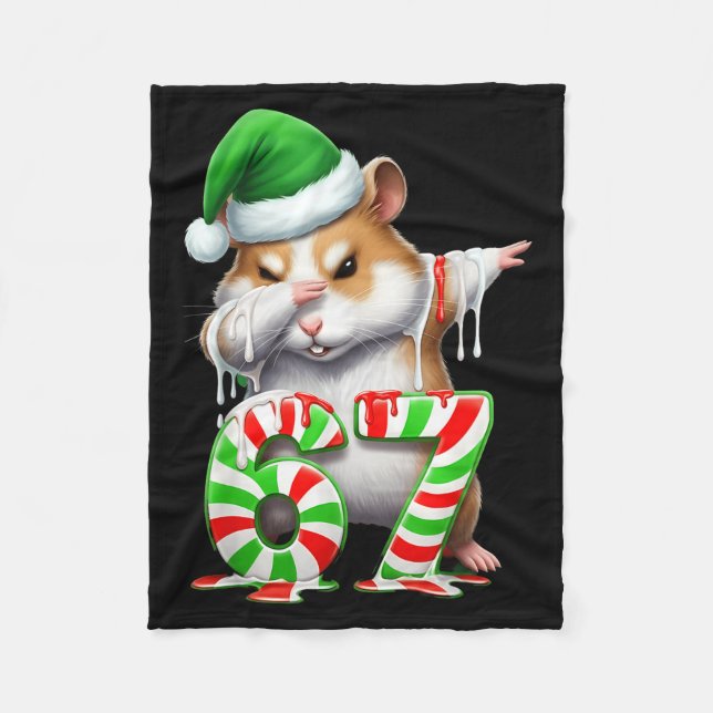 67 Christmas Funny 67 Brainrot Youth Kids Hamster  Fleecedecke (Vorderseite)