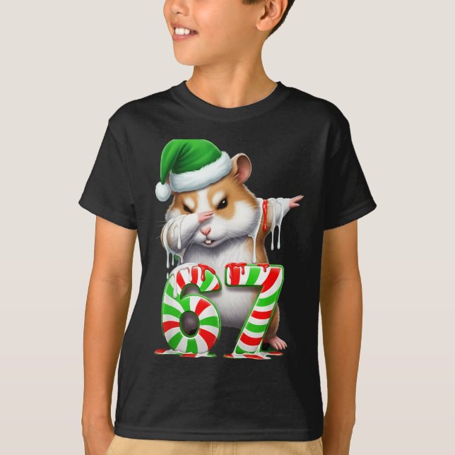 67 Christmas Funny 67 Brainrot Youth Kids Hamster  T-Shirt (Vorderseite)