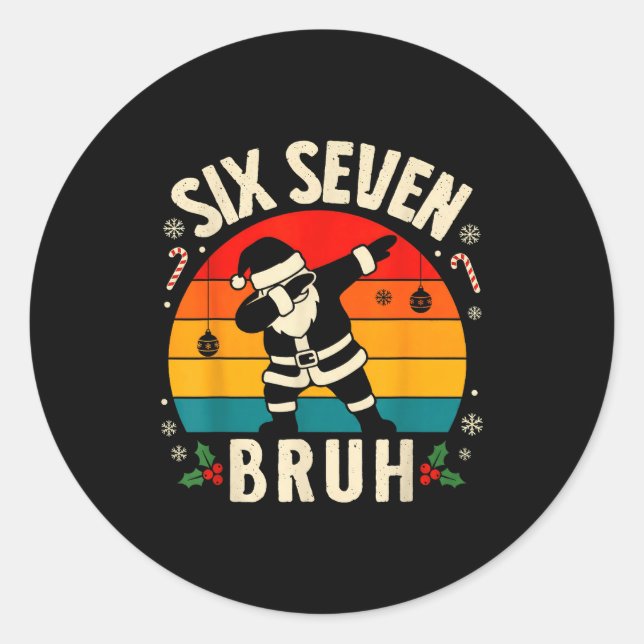 67 Christmas Funny 67 Meme Youth Kids Dabbing Sant Runder Aufkleber (Vorderseite)