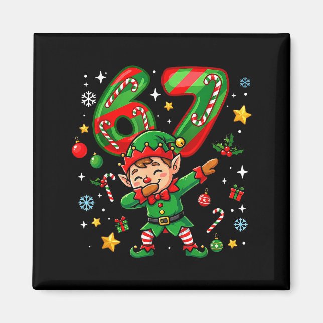 67 Christmas Funny 67 Meme Youth Kids Elf 67  Magnet (Vorne)
