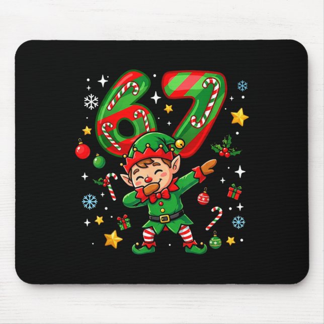 67 Christmas Funny 67 Meme Youth Kids Elf 67  Mousepad (Vorne)