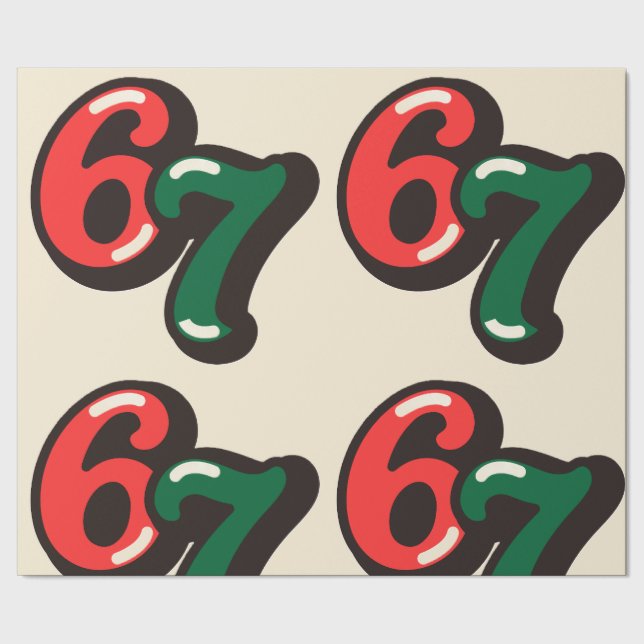 67 Christmas Funny Red & Green Wrapping Paper Geschenkpapier (Saum)
