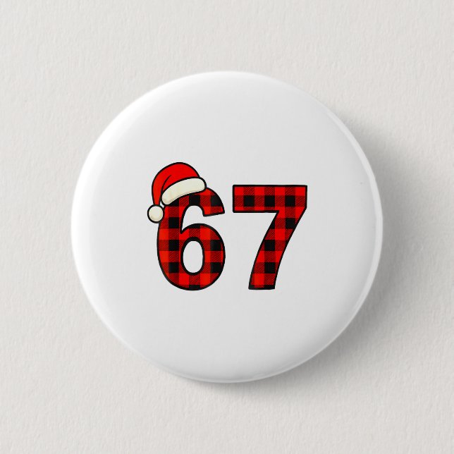 67 Christmas Funny Six Seven Meme Brainrot Plaid S Button (Vorderseite)
