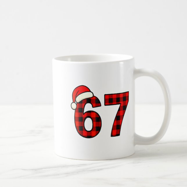 67 Christmas Funny Six Seven Meme Brainrot Plaid S Kaffeetasse (Rechts)