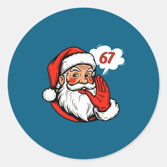 67 Christmas Funny Six Seven Meme Brainrot Santa C Runder Aufkleber (Vorderseite)