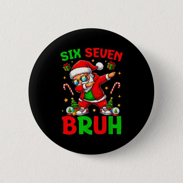 67 Christmas Funny Six Seven Meme Brainrot Santa K Button (Vorderseite)
