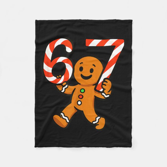 67 Christmas Gingerbreadman Candy Cane 6 7 Meme Xm Fleecedecke (Vorderseite)
