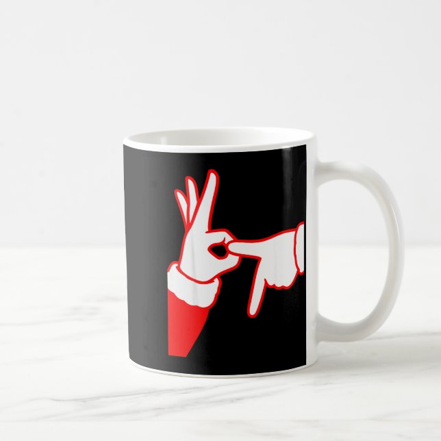 67 Christmas Hands Signals Santa Claus 6 7 Hand Ge Kaffeetasse (Rechts)