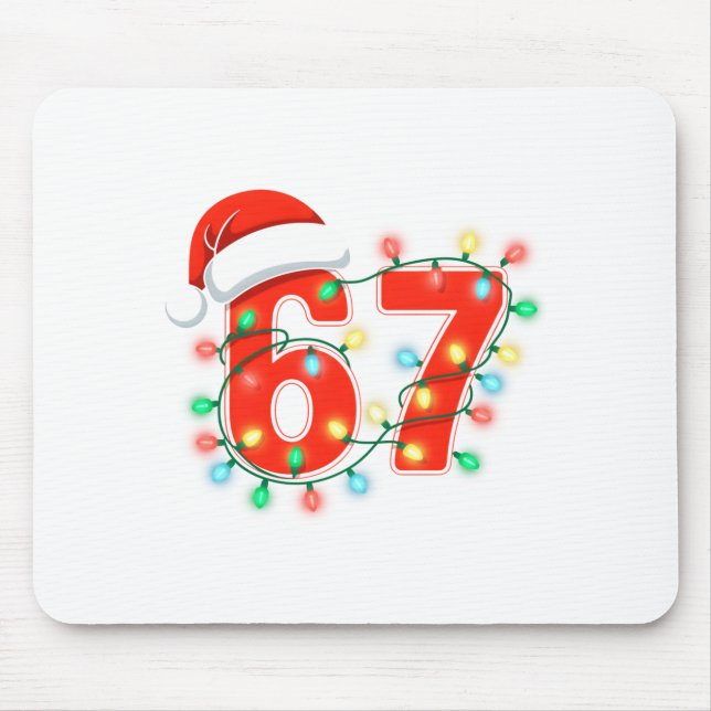67 Christmas Lights Meme Saying 6 7 Costume Xmas L Mousepad (Vorne)